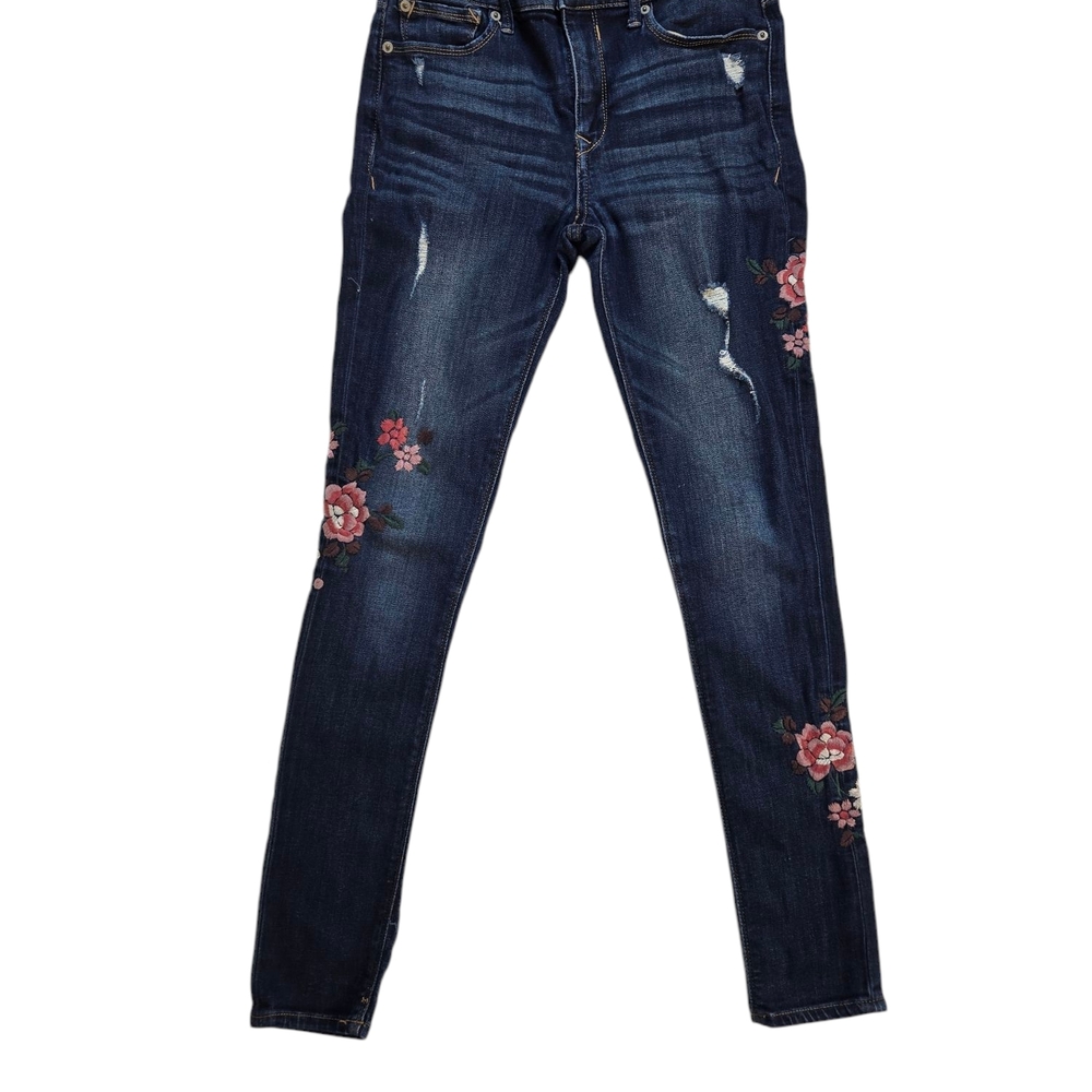 Express Floral Embroidered Blue Jeans Midrise Sz 6R